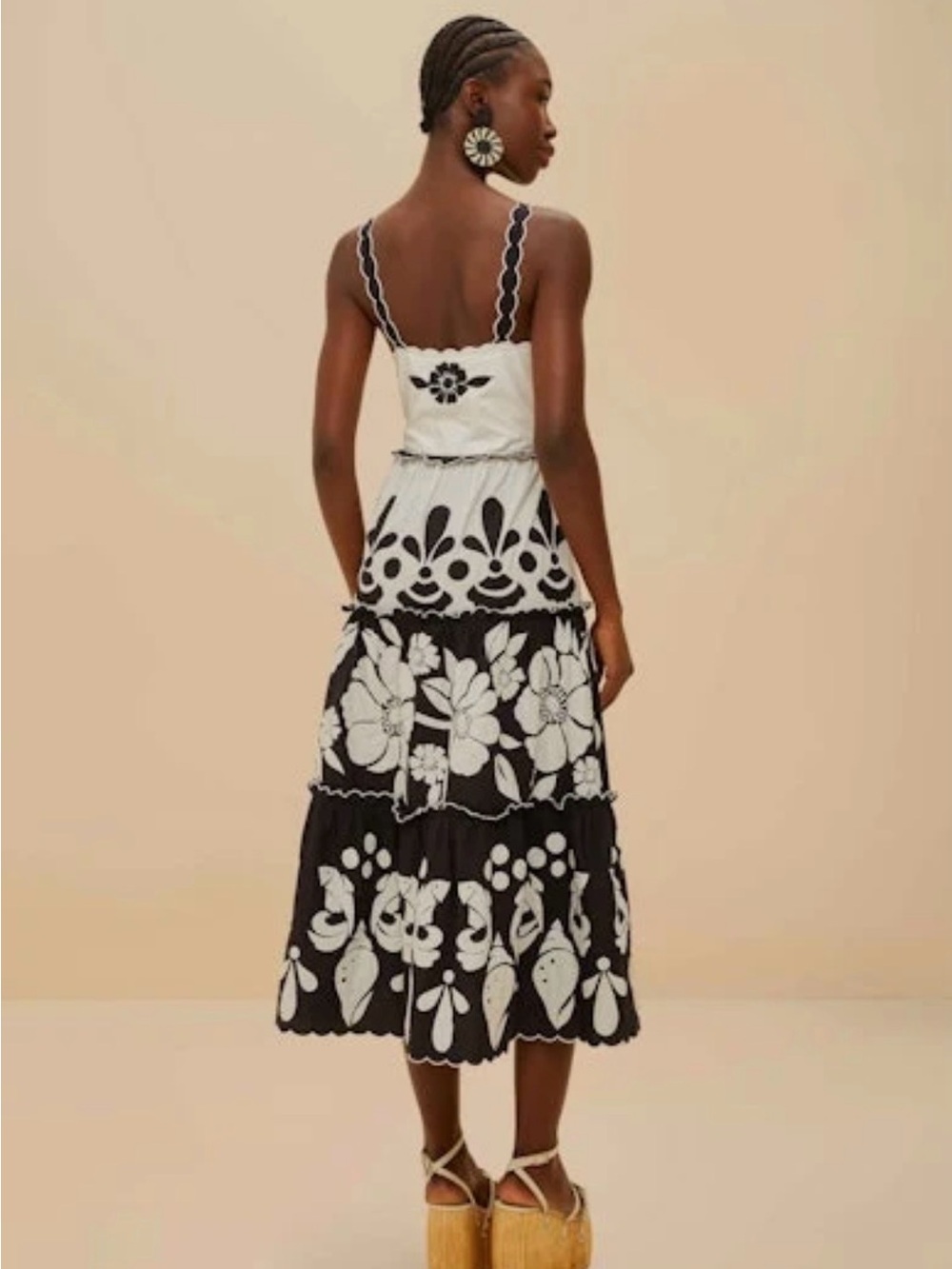 FARM Rio Black & White Floral Tiered Maxi Dress - Picture 7 of 8